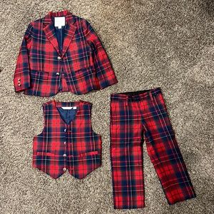 Three piece plaid Janie, and jack suit